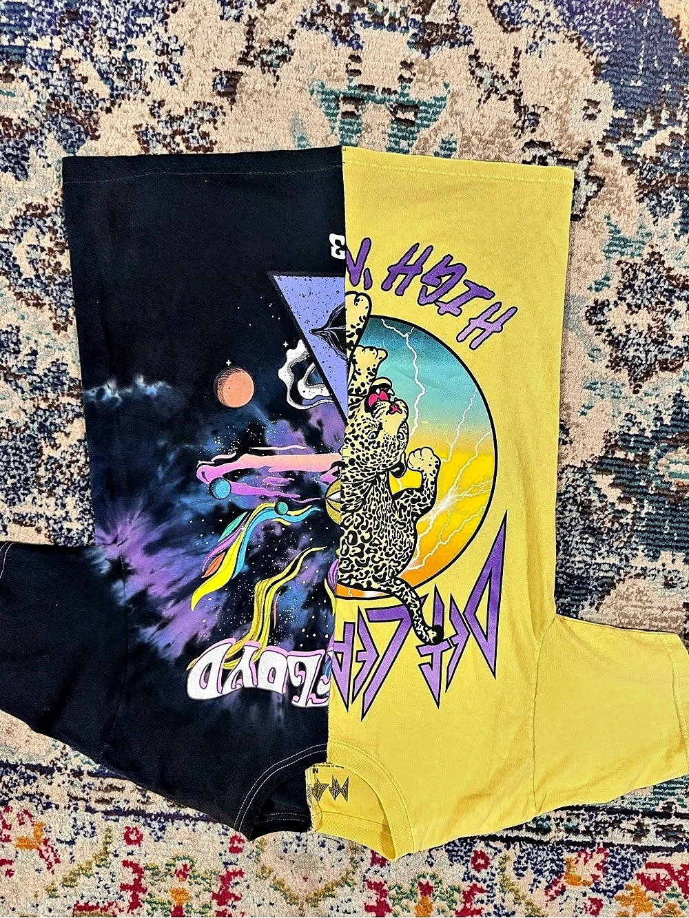 Deff leopard Liquid Blue Pink Floyd Dark Side Galaxy Tie-Dye T-Shirt